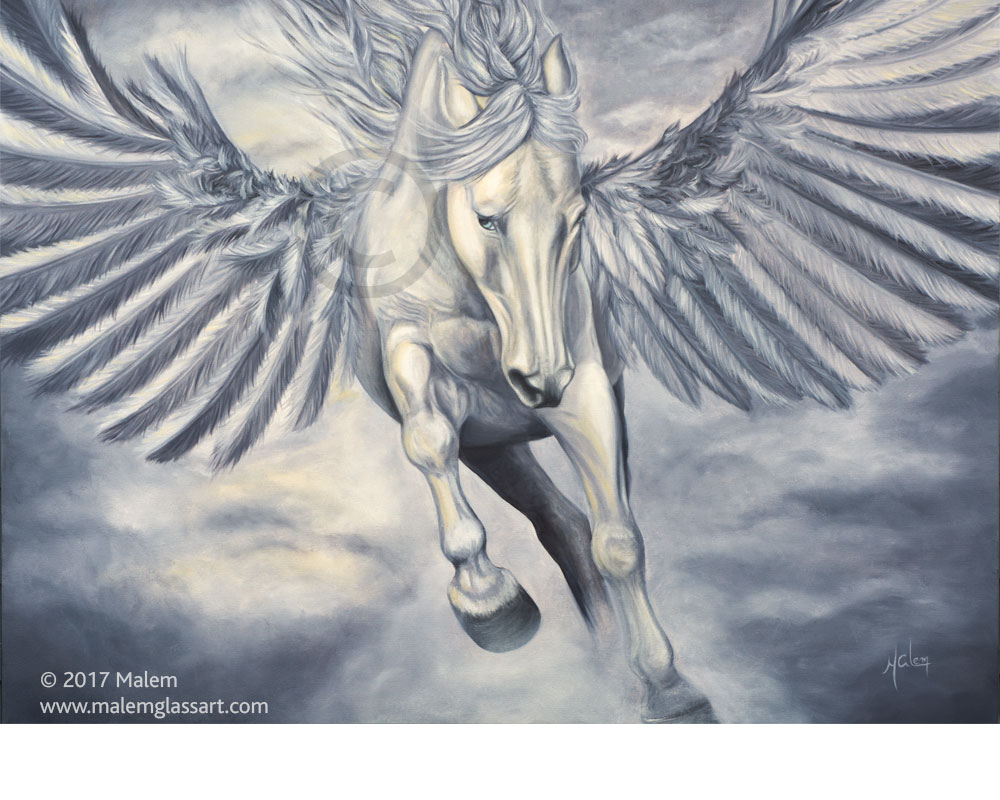 Angel of Mercy (Toile cheval gris ailé par Malem)