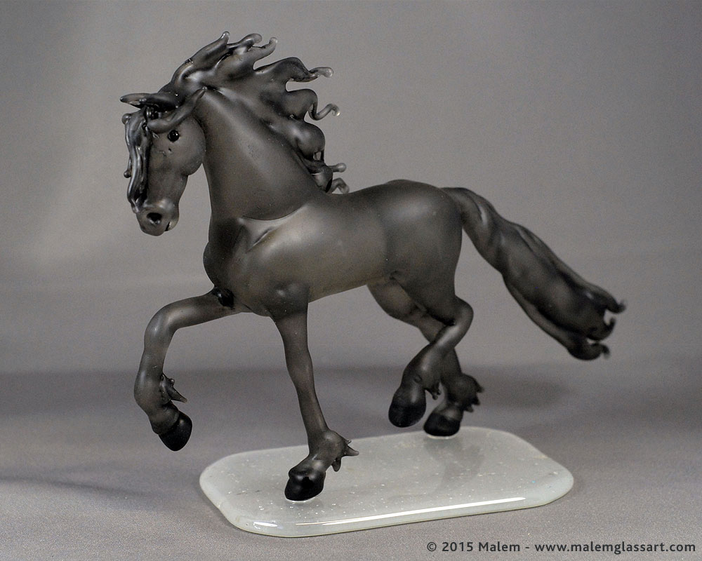Friesian Horse Glass Sculpture