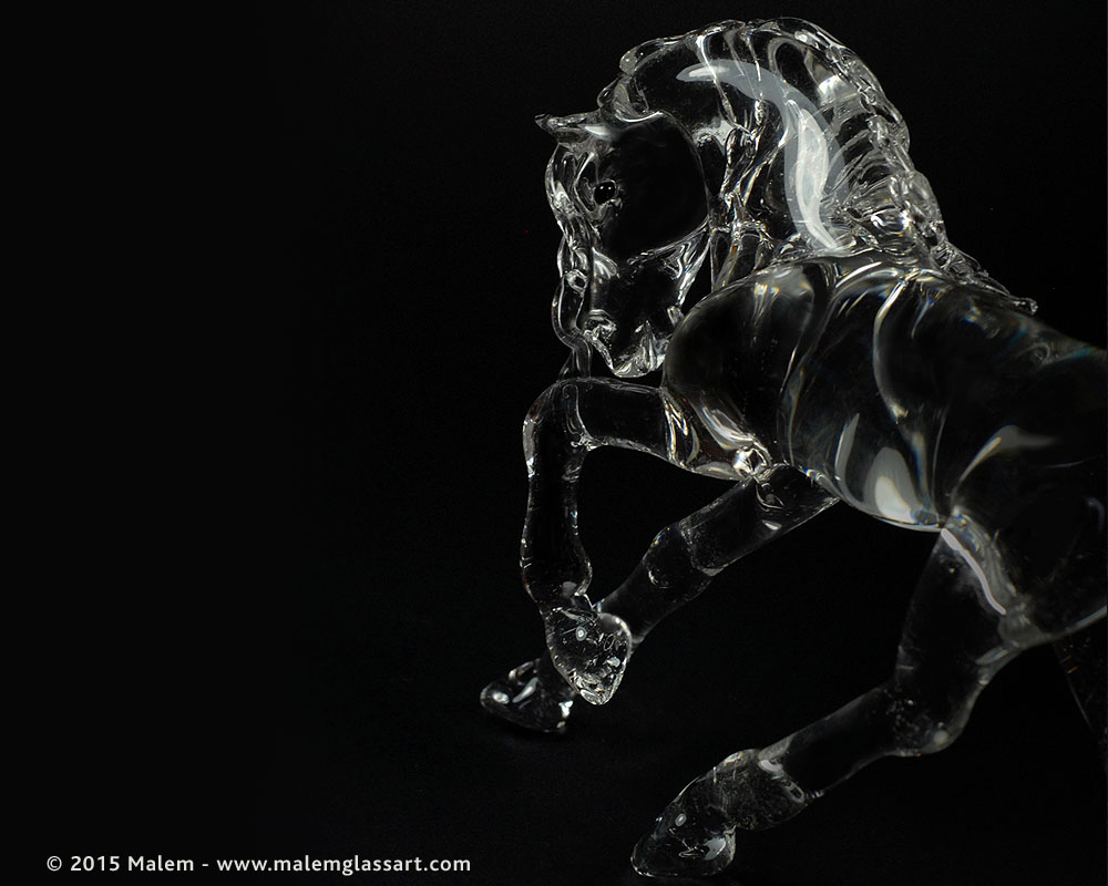 Glass Andalusian Horse Sculpture Detail