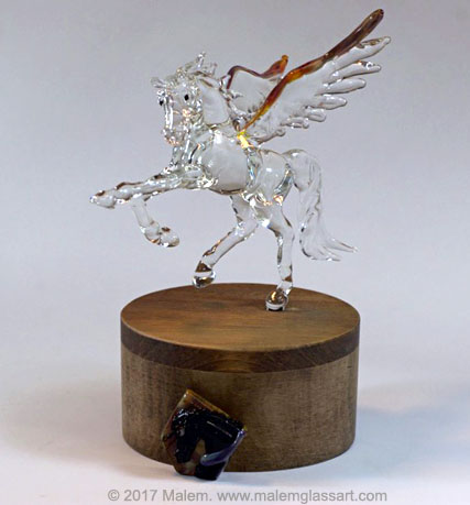 Black Jack - Sculpture de cheval en verre