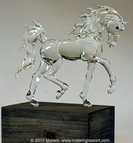 Trot Arabe - Sculpture de cheval en verre 