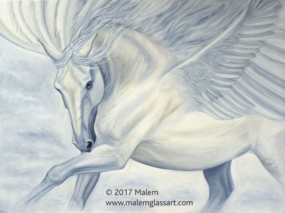 Winged Horse Oil Painting : Evanescene