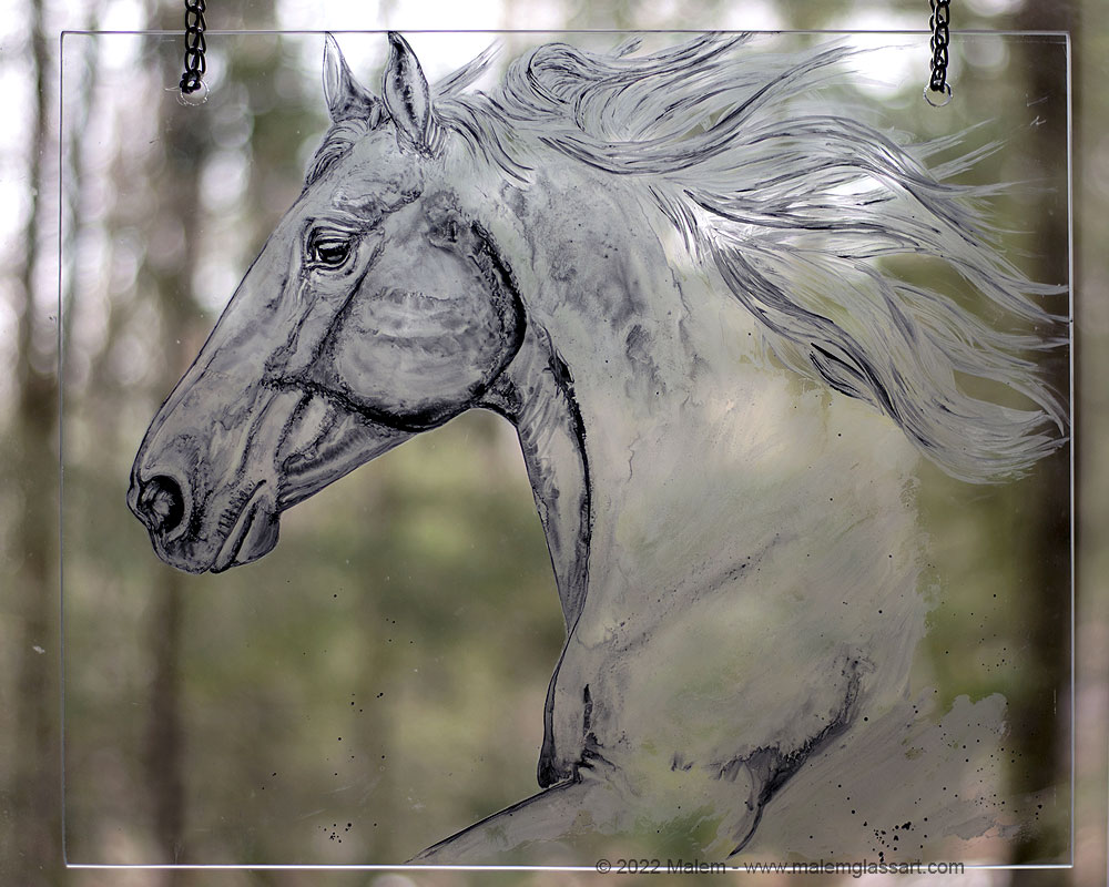 Cantering Horse Stained Glass Painting